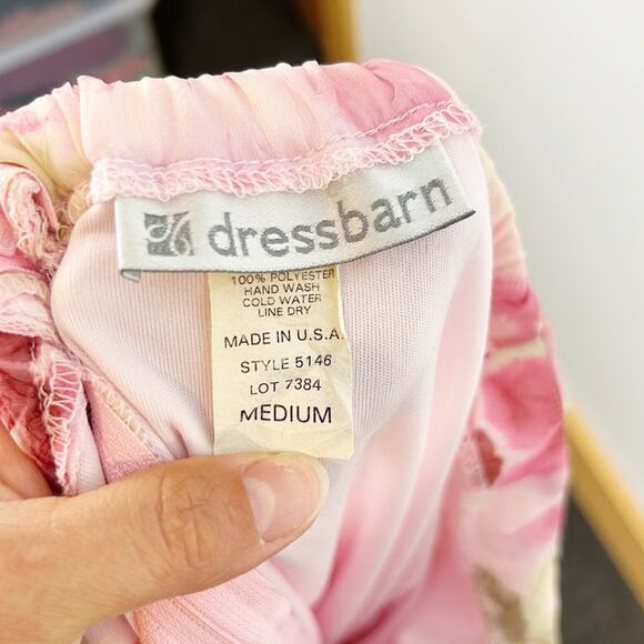 Dressbarn Vintage Baby Pink Floral Midi Skirt Size Medium Made in USA - Picture 4 of 5